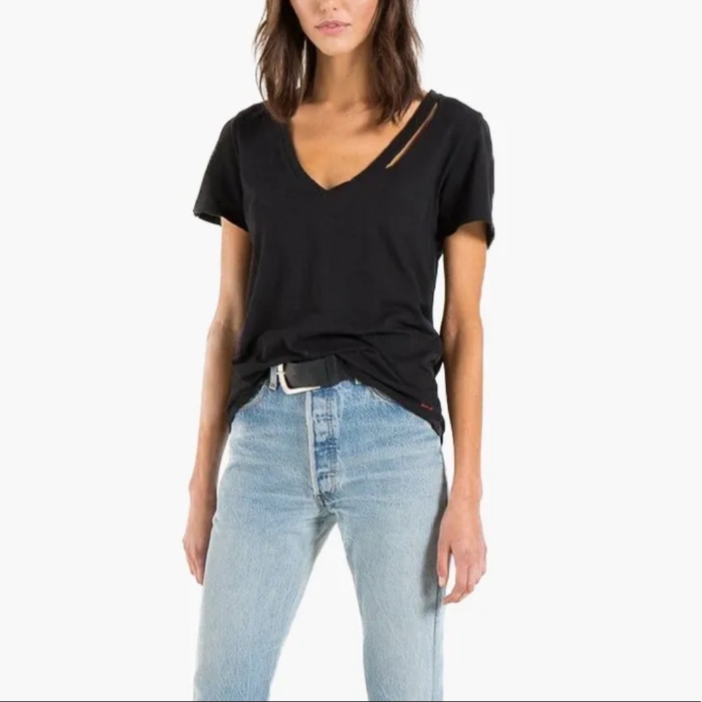 Women’s n:Philanthropy Black Ringo Cut V-Neck Tee